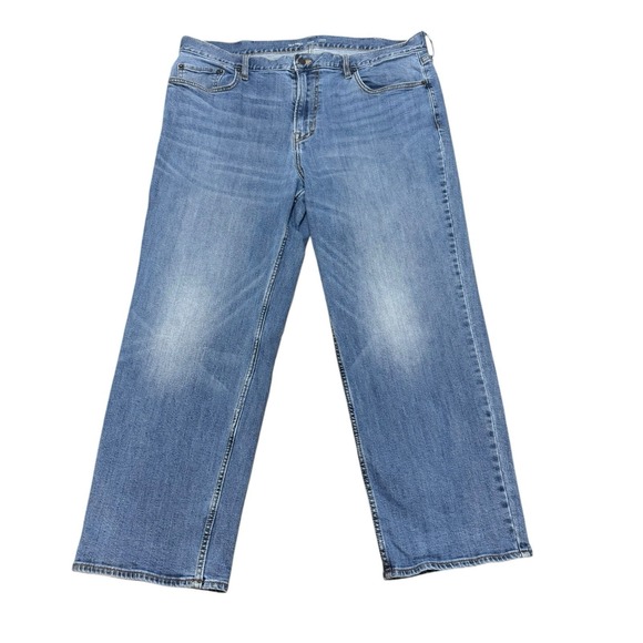 Old Navy Jeans Mens 42x30 Blue Denim Loose Built In Flex Straight Medium Wash - Picture 1 of 6